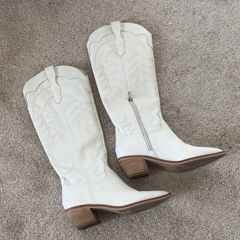 Dolce Vita White Heeled Cowboy Boots